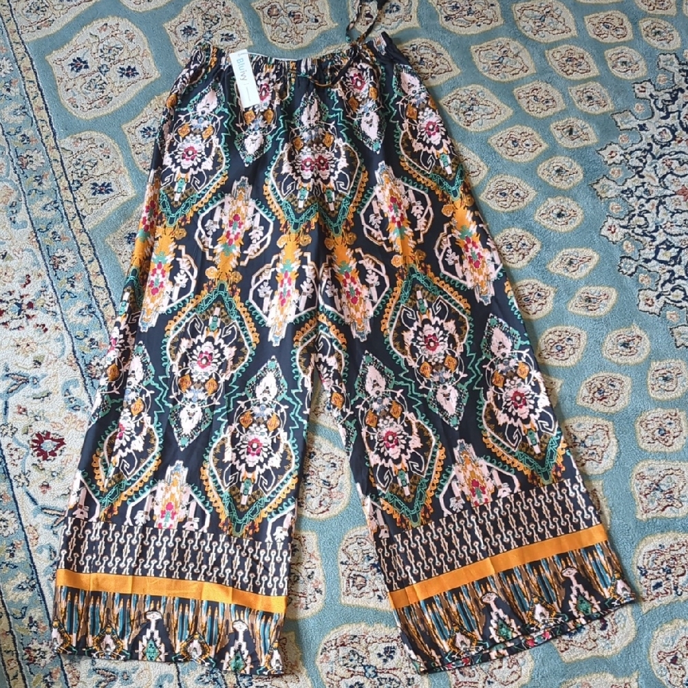 Women's Blu Ivy Bohemian Wide Leg Palazzo Pants NWT